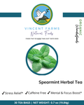 All Natural Spearmint Herbal Tea front box — 30 caffeine-free nausea and stress relief tea bags by Vincent Farms Natural Foods