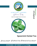 All Natural Spearmint Herbal Tea front box — 30 caffeine-free. Provides hydration and several well-studied wellness properties