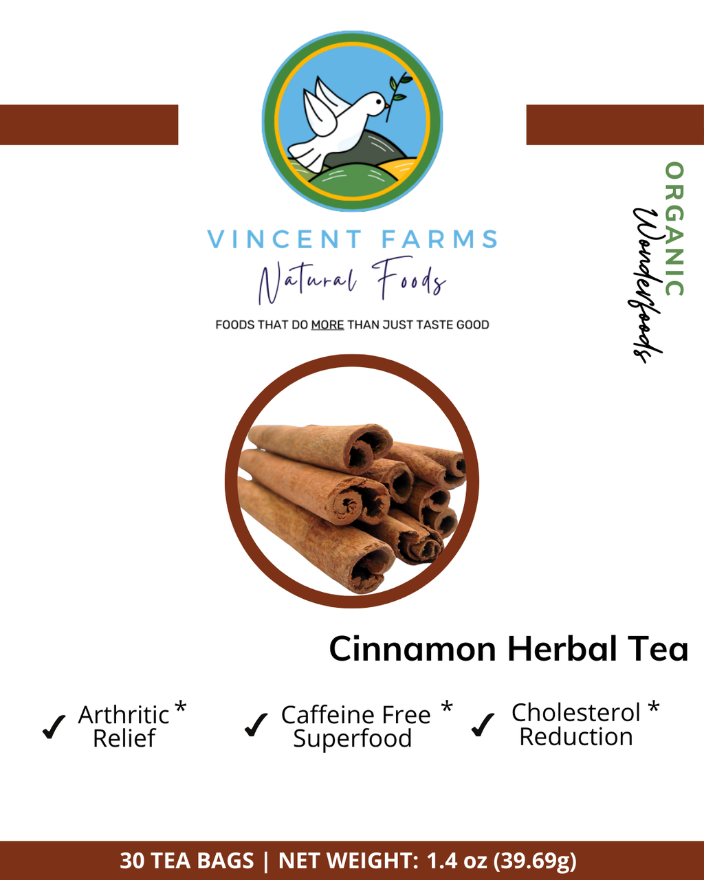 All Natural Cinnamon Herbal Tea – 30 Bags | Gluten Free, Sugar Free, Caffeine Free