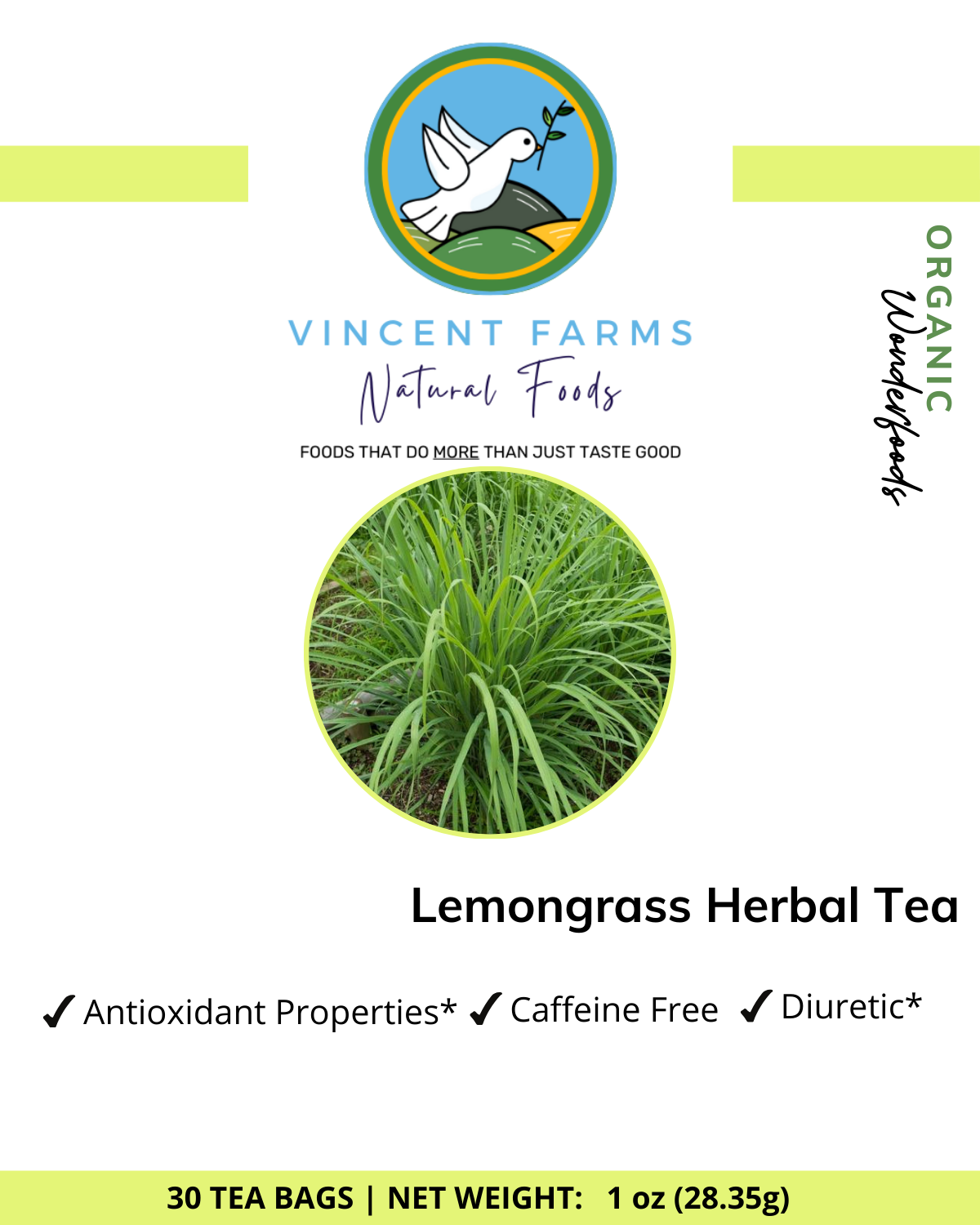 Naturally Grown Lemongrass Herbal Tea – Caffeine-Free, Antioxidant Rich (30 Bags)