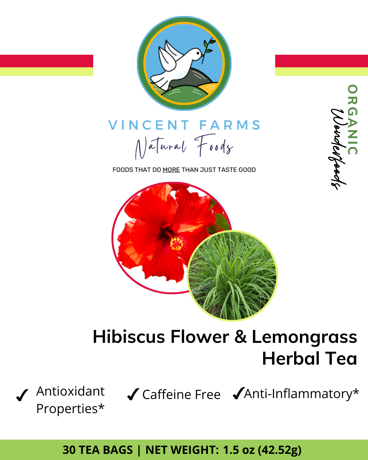 Hibiscus & Lemongrass Herbal Tea Pouch Front