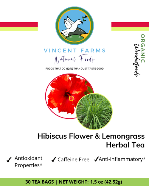 Hibiscus & Lemongrass Herbal Tea Pouch Front