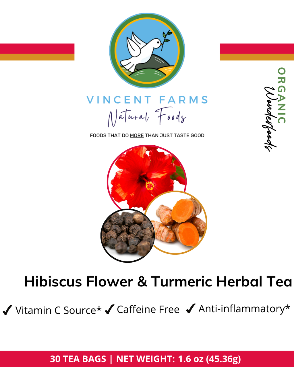 Hibiscus & Turmeric Root Herbal Tea Pouch Front