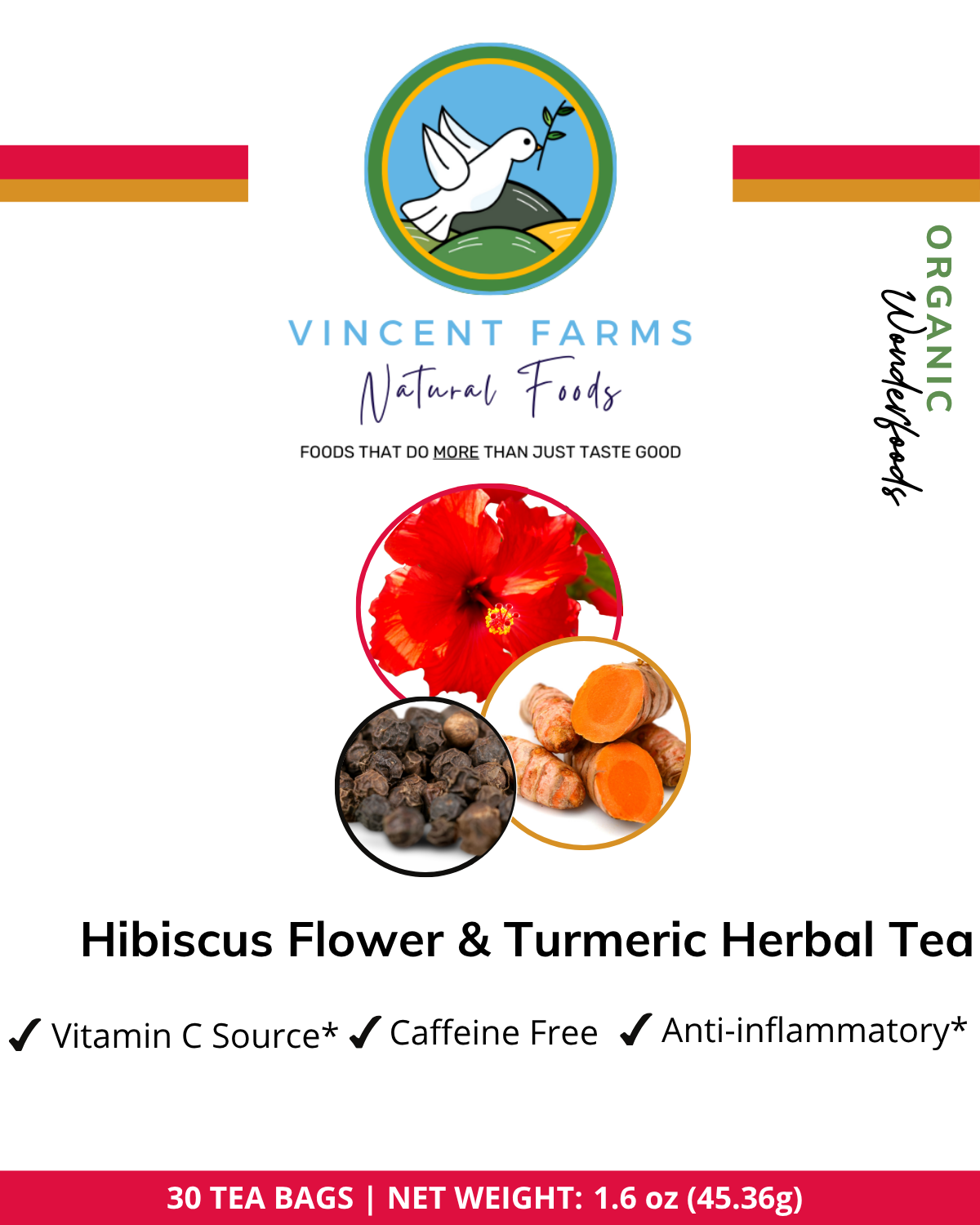 Hibiscus & Turmeric Root Herbal Tea Pouch Front