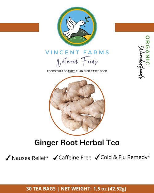All Natural Ginger Root Herbal Tea – Anti-Nausea, Anti-Inflammatory & Digestive Support (30 Bags)