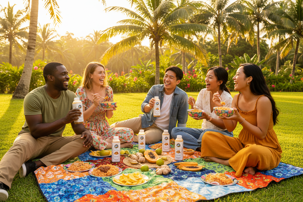 Ginger Cold Herbal Drink - Tropical Palm Tree Picnic