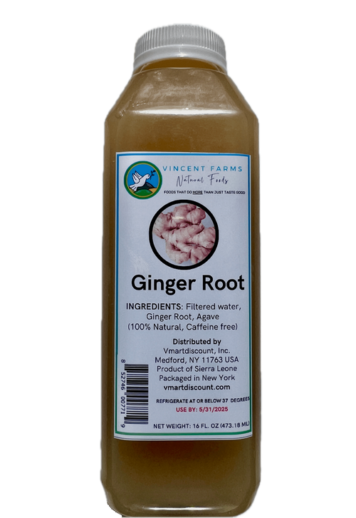 Bottle of Vincent Farms Ginger Root herbal tea