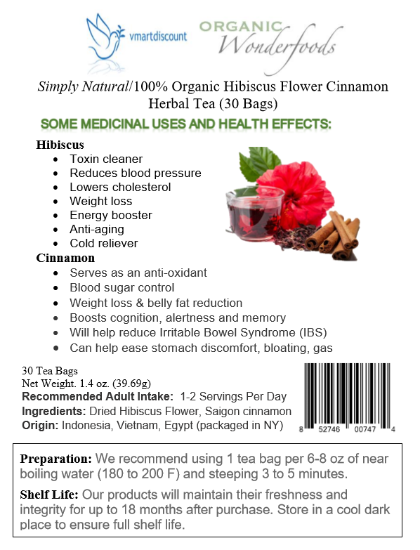 Organic Hibiscus Flower & Cinnamon Herbal Tea
