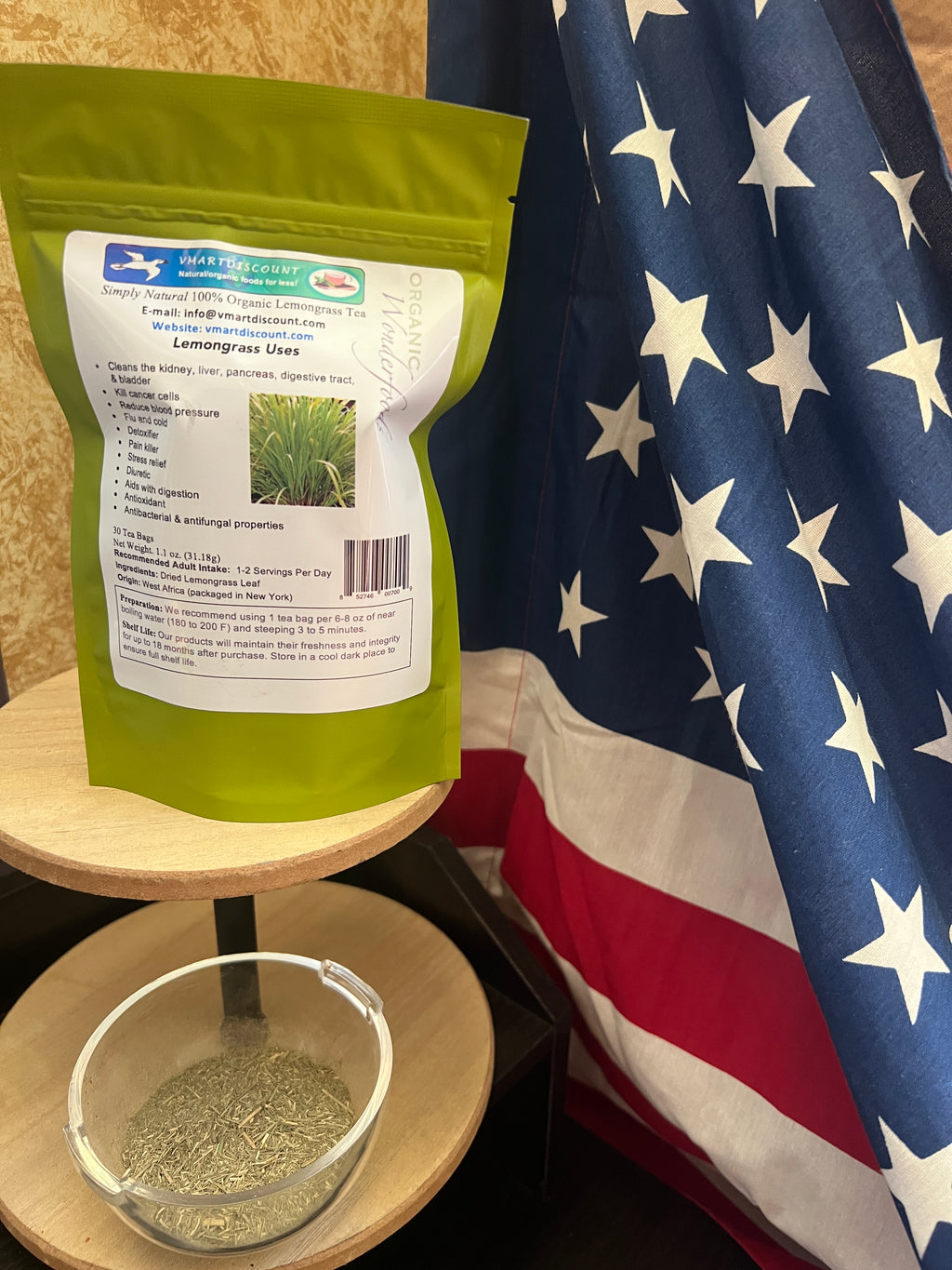 All Natural Lemongrass Herbal Tea — antioxidant-rich, caffeine-free wellness blend, 30 bags by Vincent Farms Natural Foods