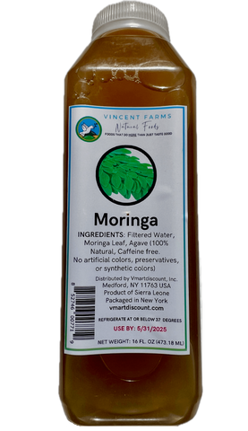Bottle of Vincent Farms Moringa herbal tea