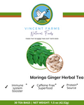 Moringa & Ginger Root Herbal Tea – Antioxidant-Rich Soothing Wellness Blend (30 Bags)
