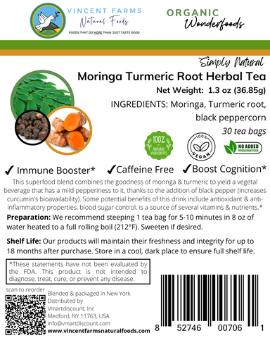 Moringa Oleifera & Turmeric Root Herbal Tea (30 Bags)