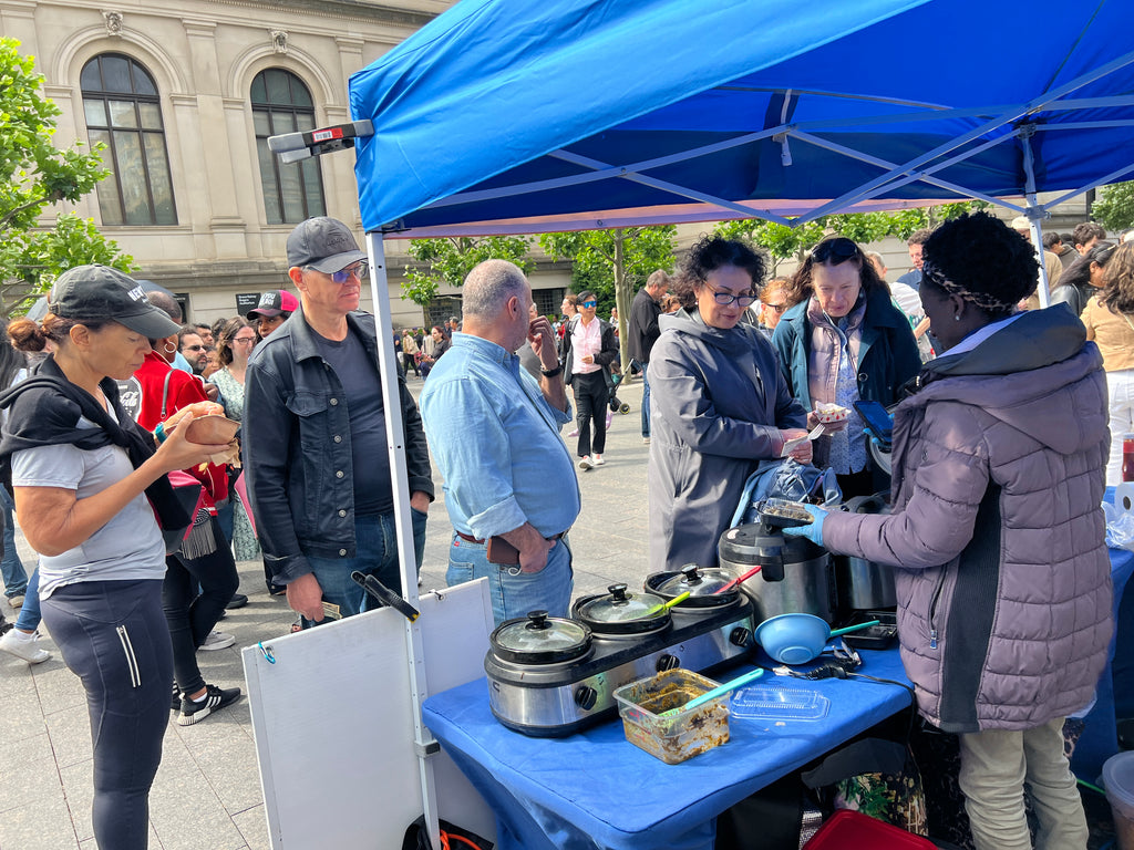Serving Okra over Moringa Rice at the Metropolitan Museum , 5th Avenue, NYC