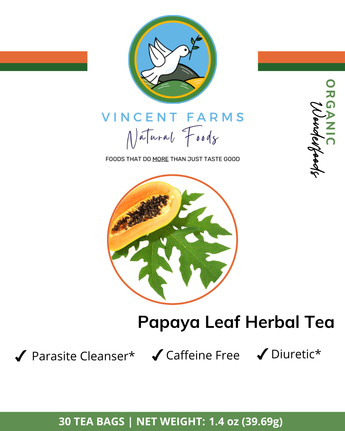 Papaya Leaf Herbal Tea product information graphic