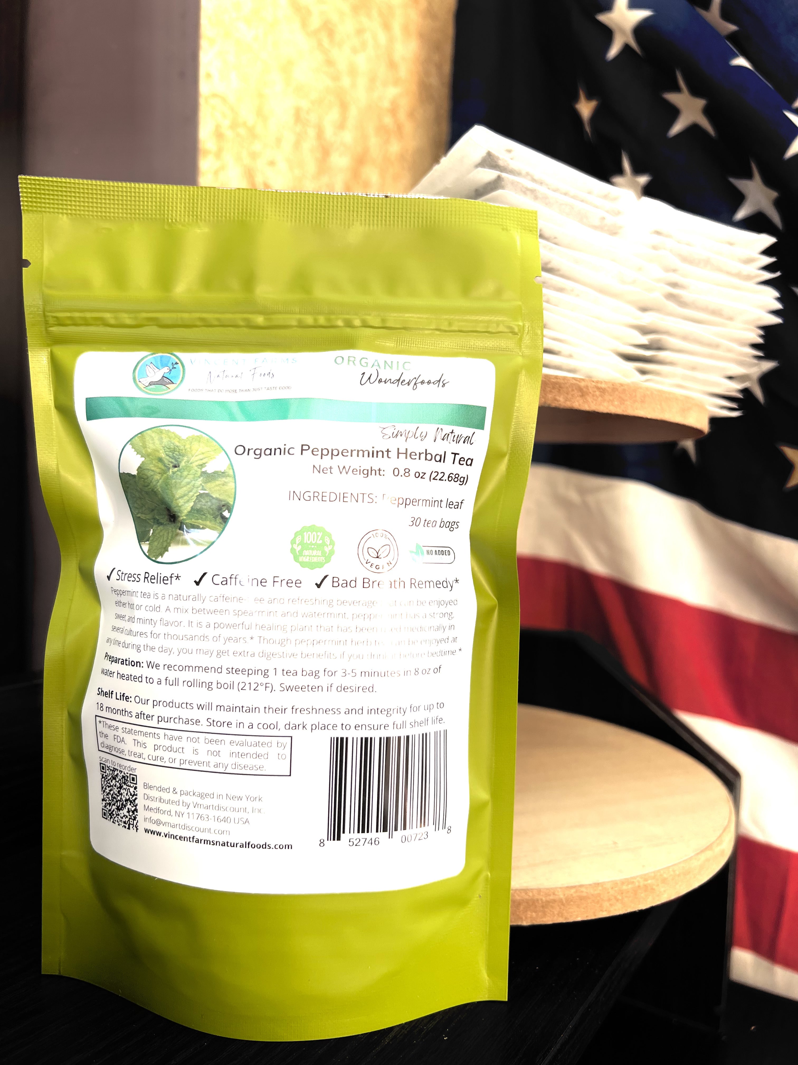 Naturally Grown Peppermint Herbal Tea – Caffeine-Free, Digestive Support (30 Bags)