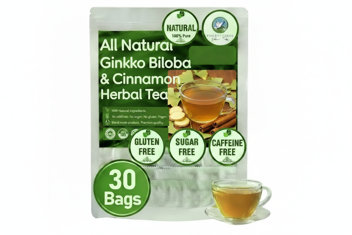 All Natural Ginkgo Biloba & Cinnamon Herbal Tea - Pouch