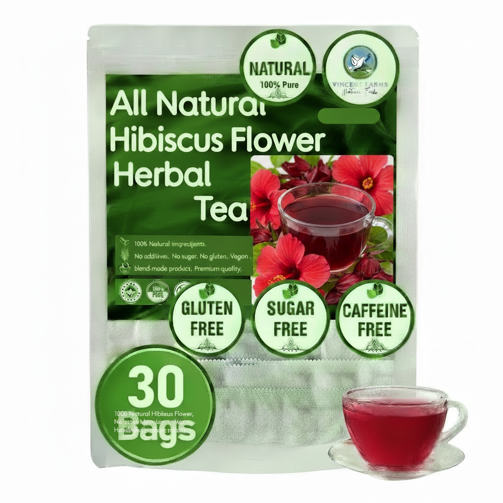 All Natural Hibiscus Flower Herbal Tea Packaging