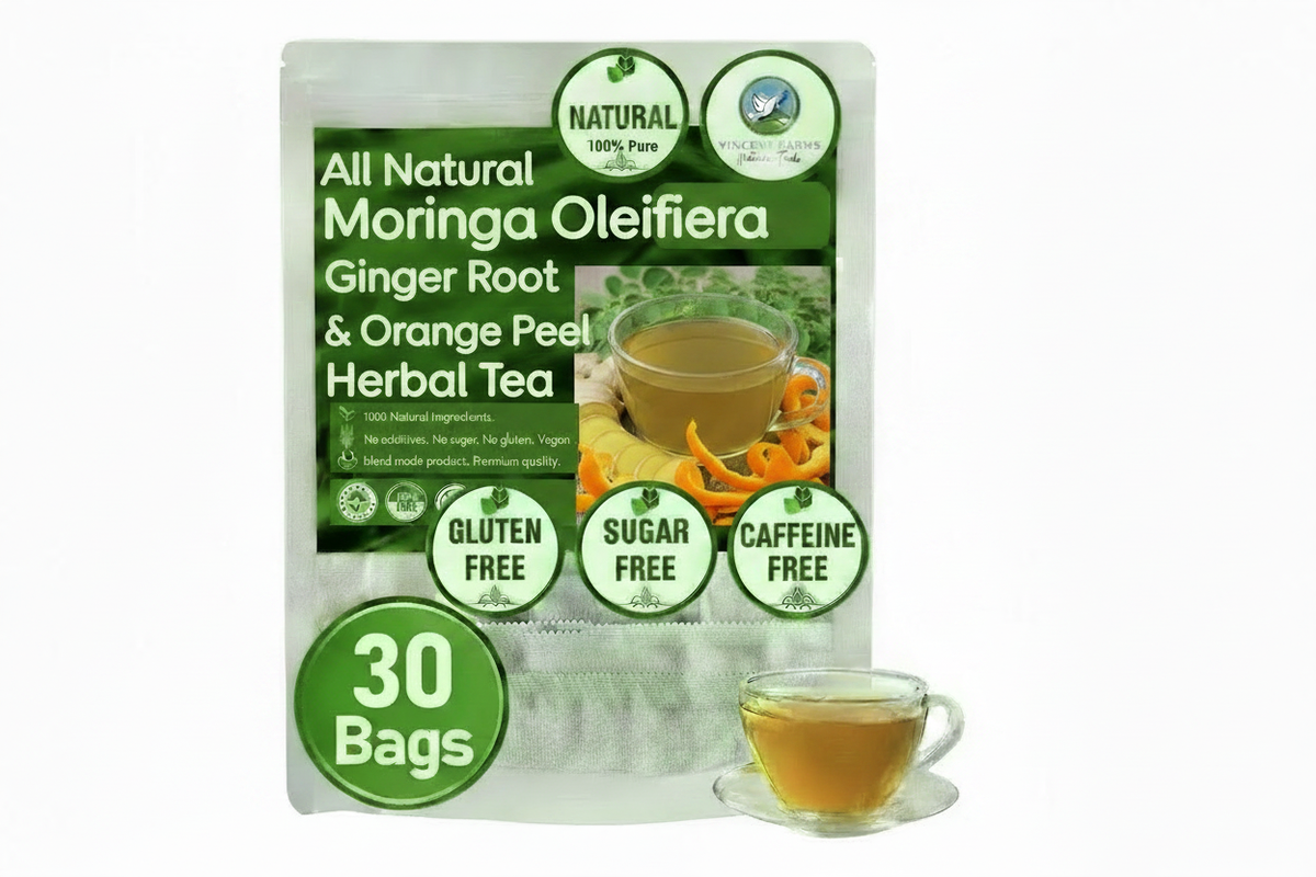 All Natural Moringa Oleifera, Ginger Root & Orange Peel Herbal Tea