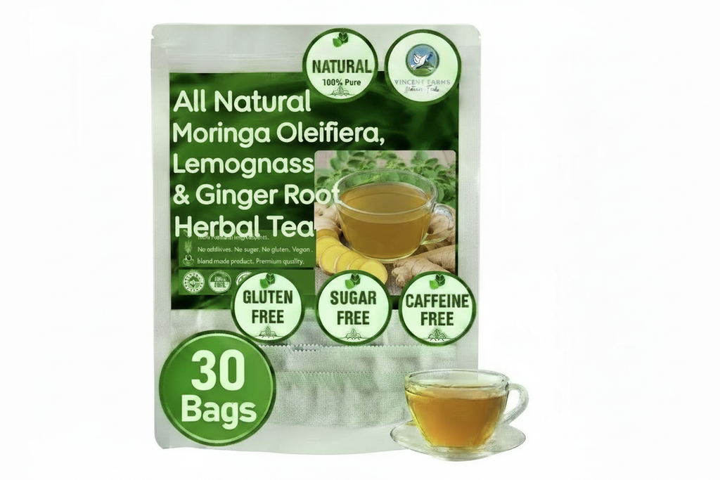 All Natural Moringa Oleifera, Lemongrass & Ginger Root Herbal Tea