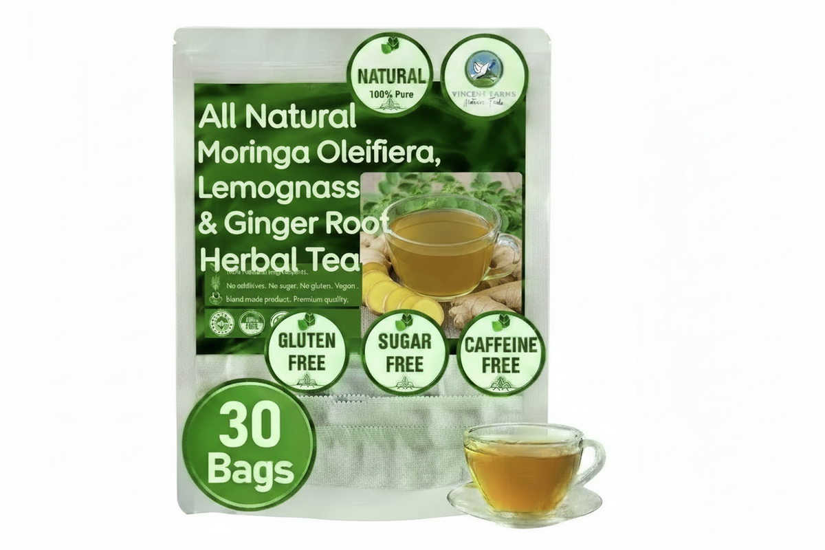 All Natural Moringa Oleifera, Lemongrass & Ginger Root Herbal Tea