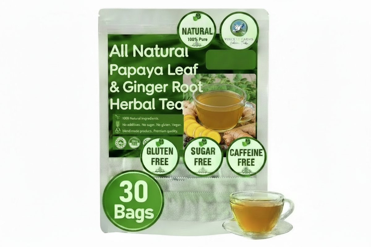 All Natural Papaya Leaf & Ginger Root Herbal Tea - Pouch
