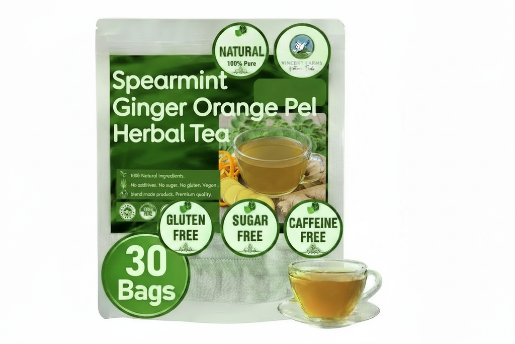 All Natural Spearmint Ginger Orange Peel Herbal Tea