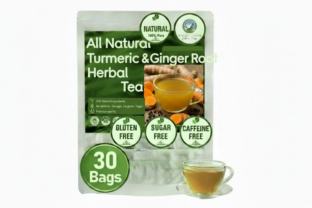 All Natural Turmeric & Ginger Root Herbal Tea - Pouch