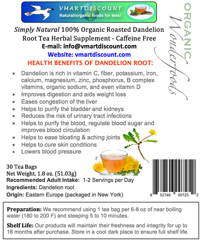 Organic Roasted Dandelion Root Herbal Tea