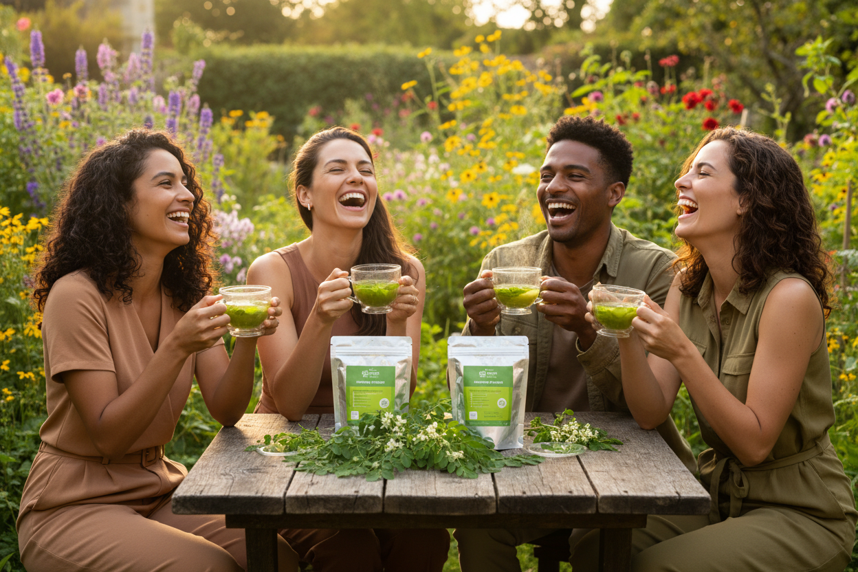 Friends Backyard Moringa Tea - Lime Green Silver Pouch