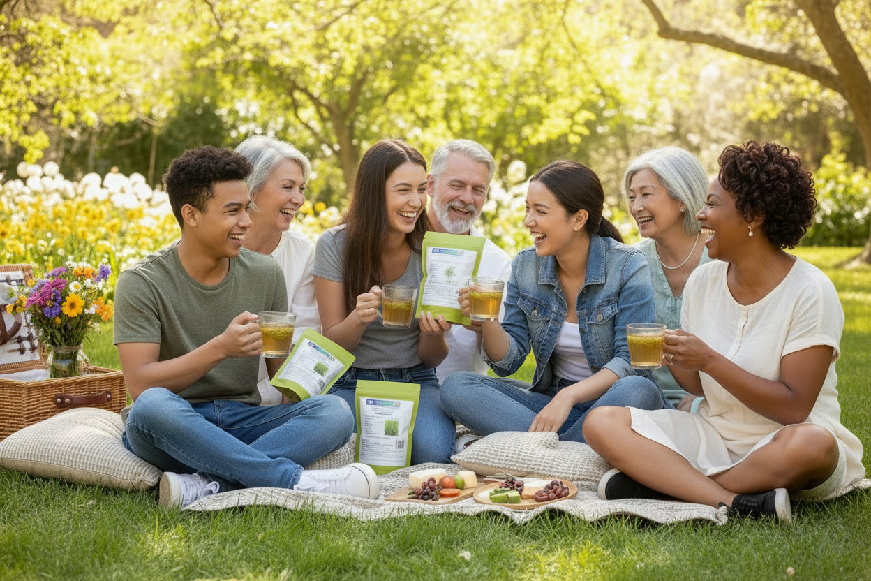 Lemongrass Tea Diverse Picnic Scene