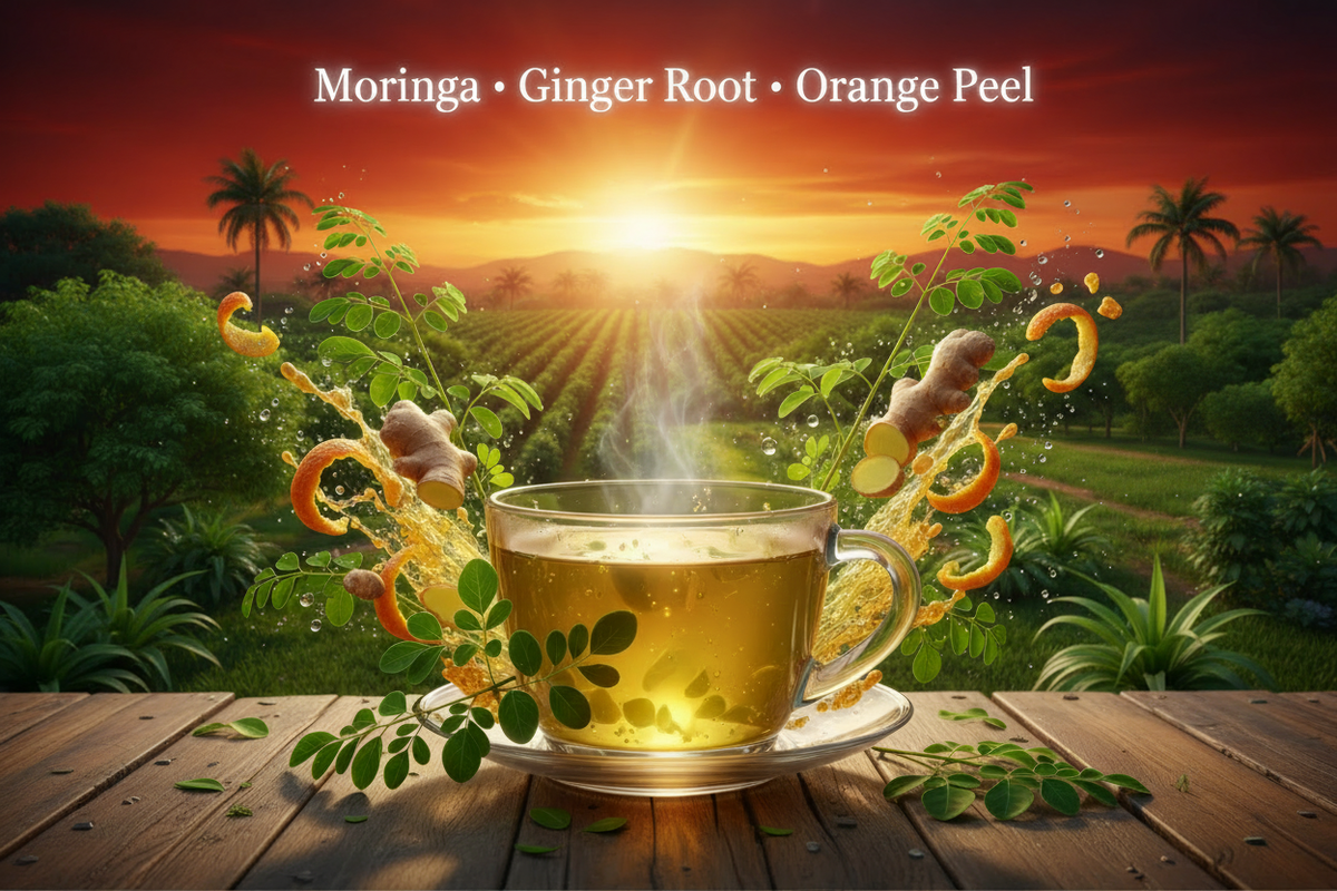 Moringa Ginger Root Orange Peel Herbal Tea - African Palm Trees