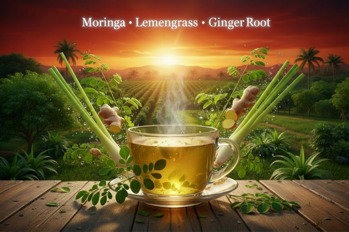 Moringa Oleifera, Lemongrass & Ginger Root Herbal Tea - African Farm