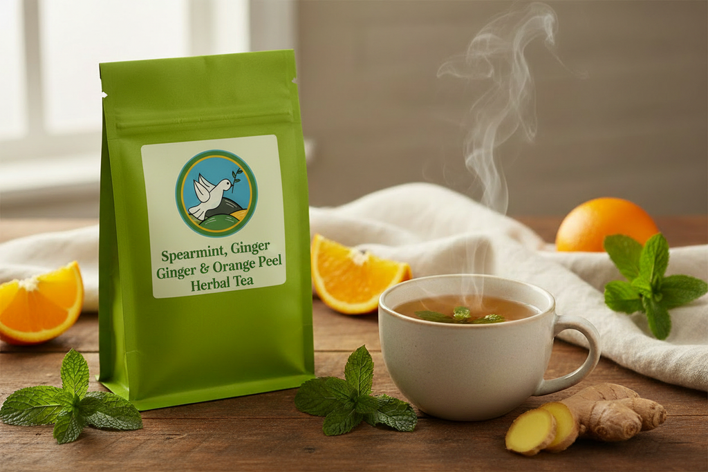 Vincent Farms Spearmint Ginger Orange Peel Herbal Tea Bag