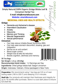 Ginkgo Biloba Leaf & Cinnamon Herbal Tea Bags
