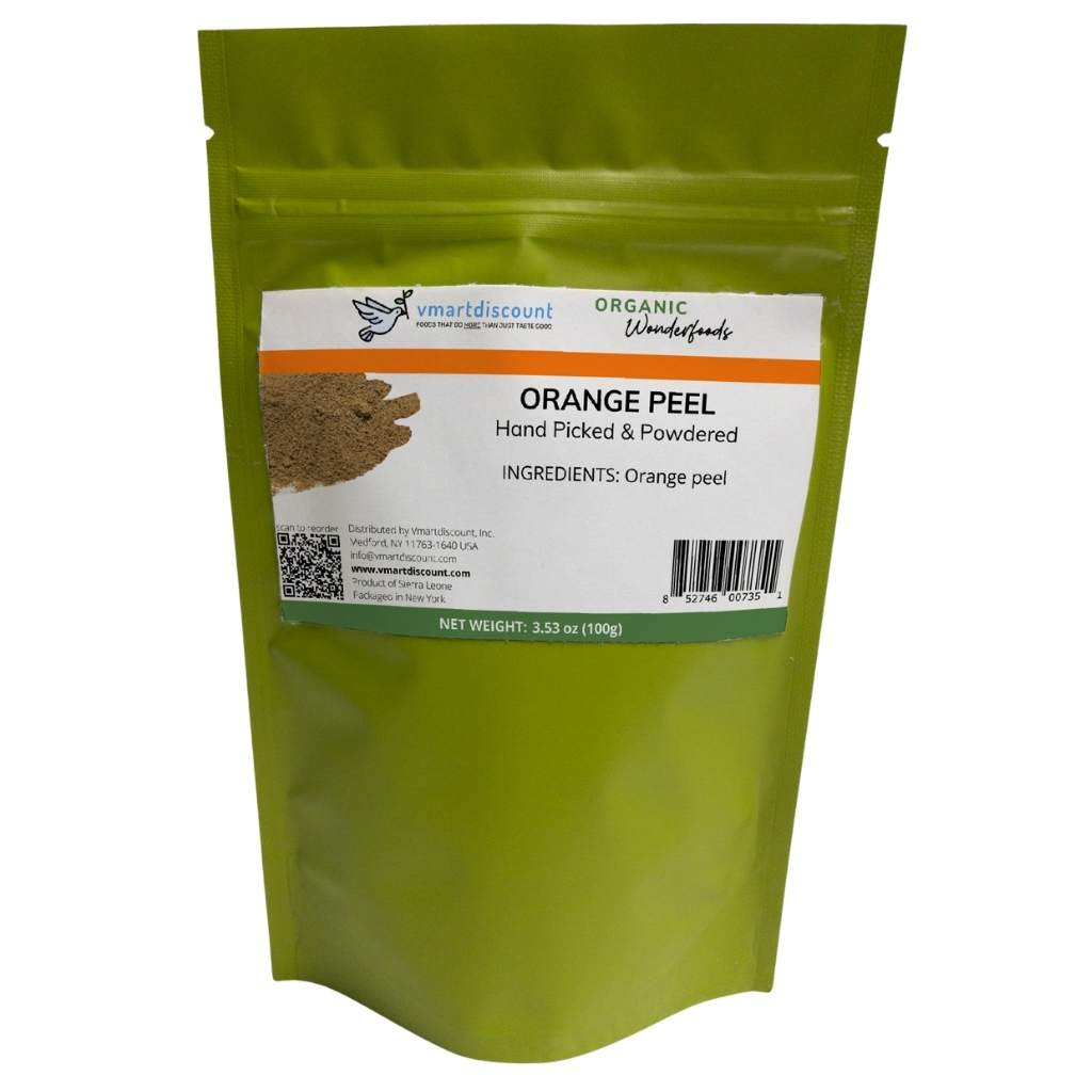 Resealable pouch of 100g orange peel powder