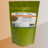Resealable pouch of 100g orange peel powder, light orange & white background