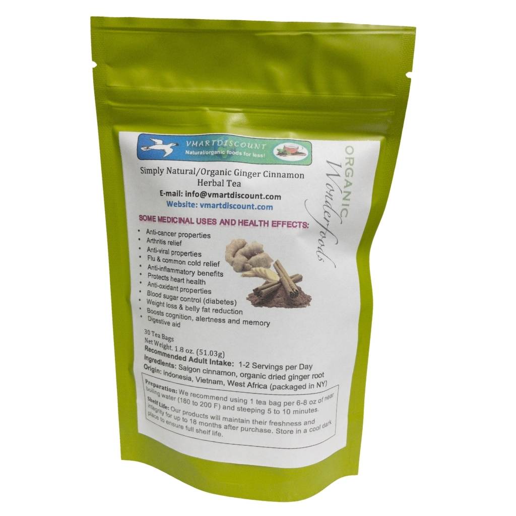 Ginger Root & Cinnamon Herbal Tea (30 Bags)