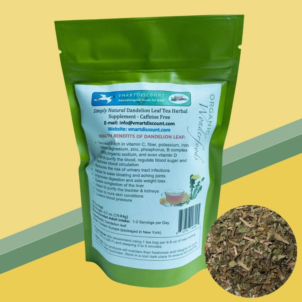 Dandelion Leaf Herbal Tea Bags 30 count, detox