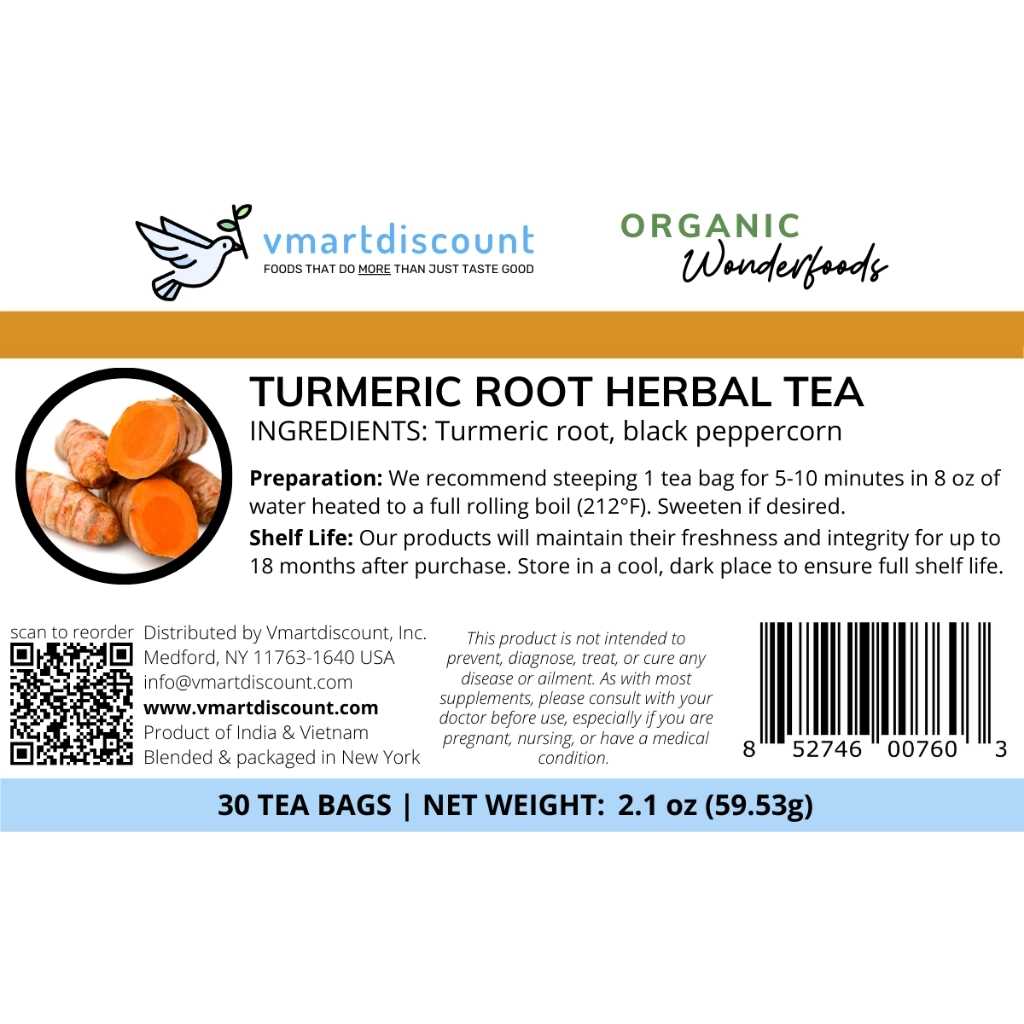 Natural Turmeric Root Herbal Tea, anti-inflammatory properties
