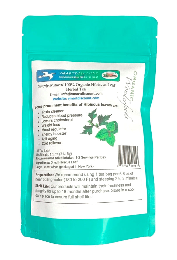 Natural & Organic Hibiscus Leaf Herbal Tea Bags