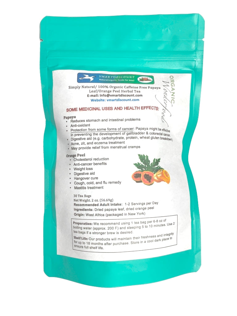 Caffeine Free Papaya Leaf and Orange Peel Tea Bags