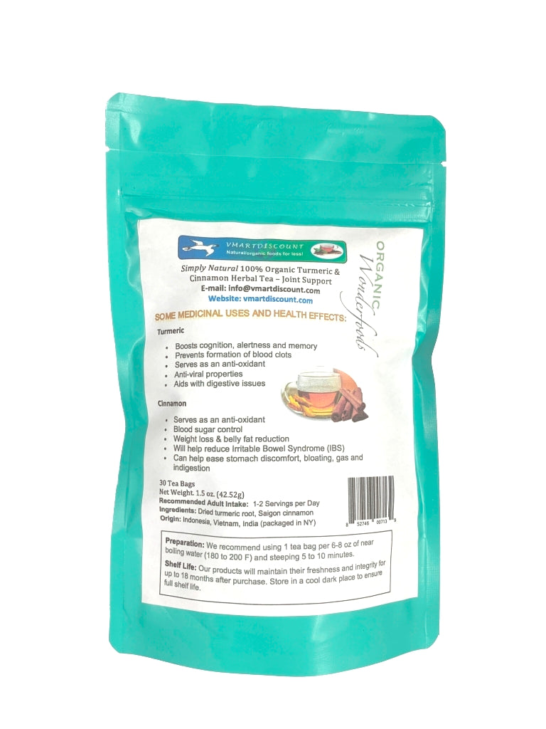 Natural & Organic Turmeric & Cinnamon Herbal Tea Bags